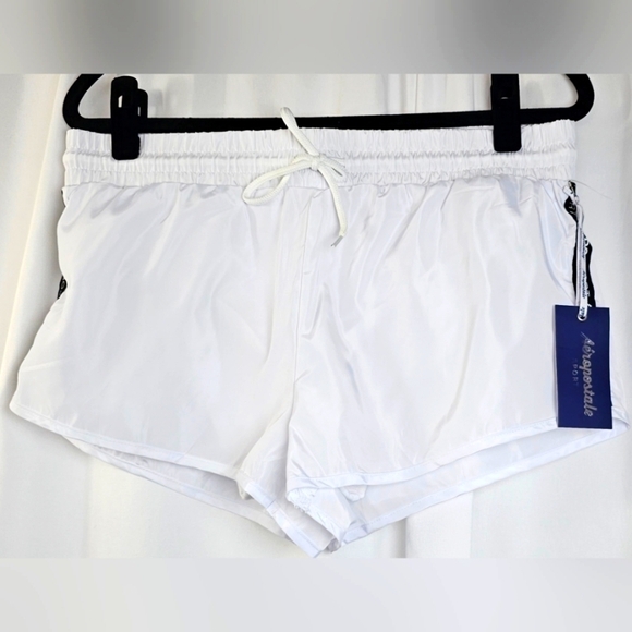 NWT Aeropostale Aero Sport White Black Running Shorts Size Medium - Picture 1 of 8